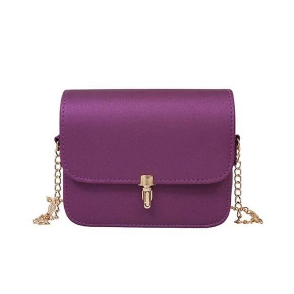 Deep Plum Gold Chain Crossbody Popular Fashion Bag - Picture 1 of 12